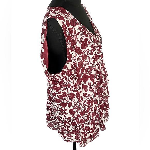 Daisy Fuentes Tank Blouse Mock Wrap Red White 2X 2XL XX - Picture 9 of 14